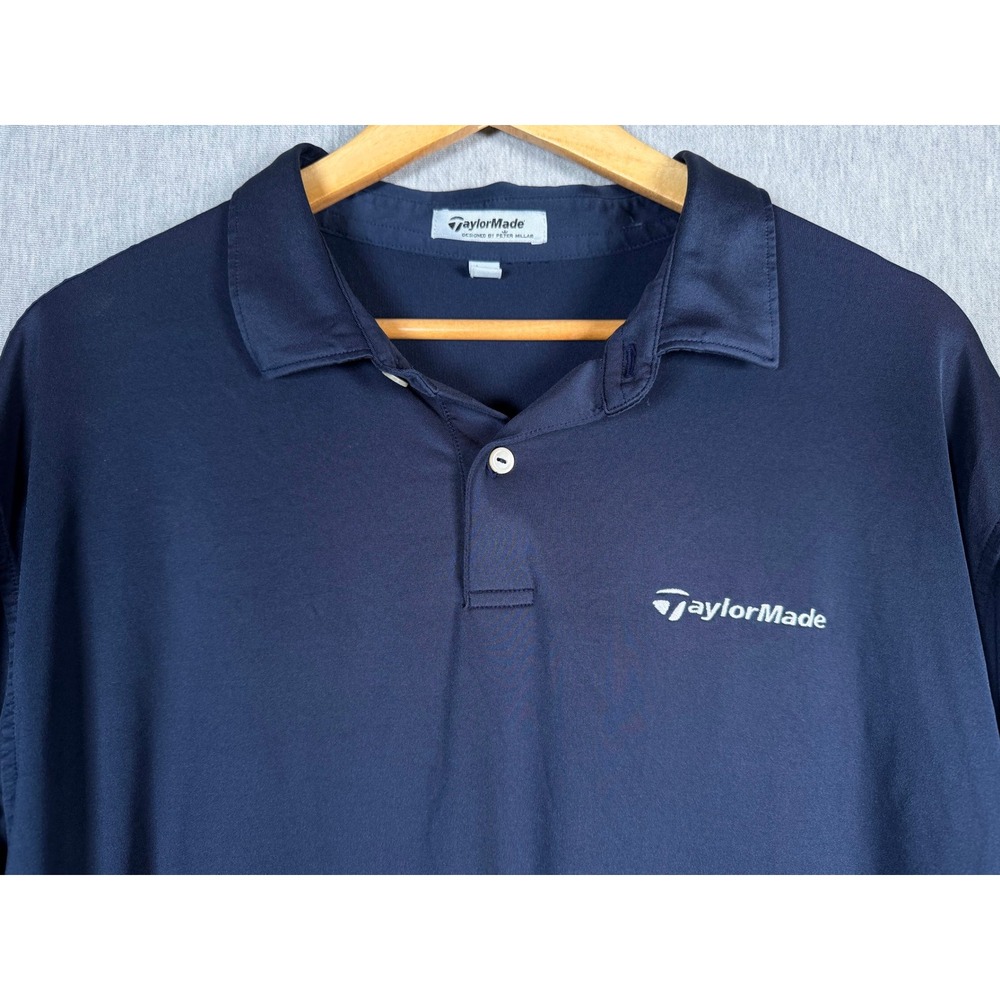 Peter Millar TaylorMade Mens XL Navy Blue Golf Polo Shirt Short Sleeve Stretch